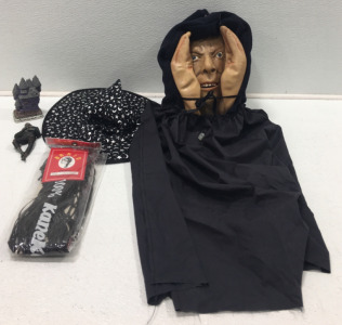 Hair Braids, (2) Halloween Statues, Halloween Decor, Witch Hat