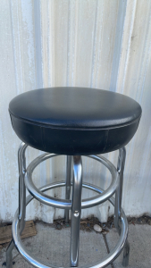 (1) 29 1/2&rsquo;&rsquo; Black Cushioned Barstool, (1) 64&rsquo;&rsquo; Light Brown Recliner Lawn Chair
