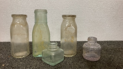 Vintage Milk Bottles and Inkwells