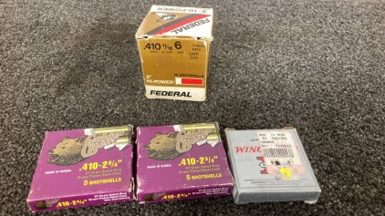 (3) Boxes .410 Slugs and (1) Partial Birdshot