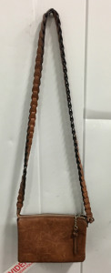 (1) Small Leather Crossbody Bag Convertible Leather Clutch Leather Brown