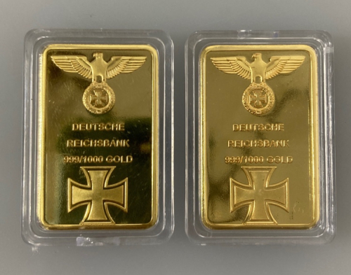 (2) Gold Plated German Novelty 1 Oz Bars