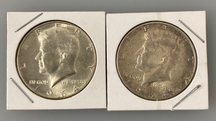 (2) Kennedy Half Dollars 1964