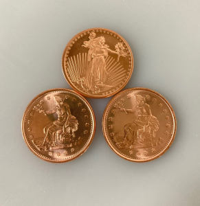 (3) 1- Troy Ounce Copper Rounds