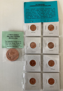 US Treasury Commemorative Medallions And 1804 One Troy Ounce Copper Medallion