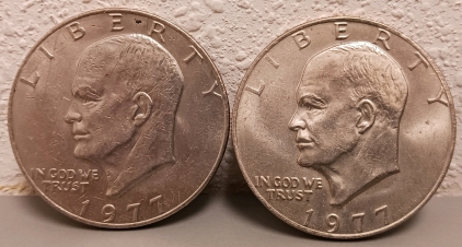 (2) 1977 Eisenhower Dollars - Verified Authentic