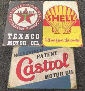 (3) Piece Metal Gas Station Wall Art