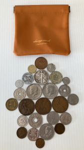 Coin Purse With Foreign And Domestic Collector Coins