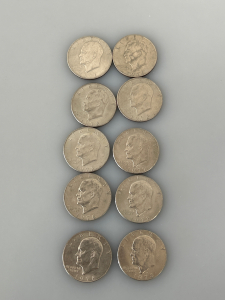 Vintage 1971-1972 and 1977-1978 Eisenhower Dollar Coins (10).