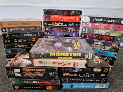 Vintage VHS Movies With A Variety Of Horror, Action, Comedy And Adventure