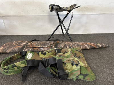 Allen Padded Rifle Case, Load Bearing Ammo Vest/Backpack (made in the Treasure Valley!) and a Dove Camo Shooting Chair!!