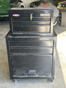 Locking Craftsman Toolbox/Cabinet with tools in the drawers! Drawers move smoothly, lock works and is in fairly great condition!