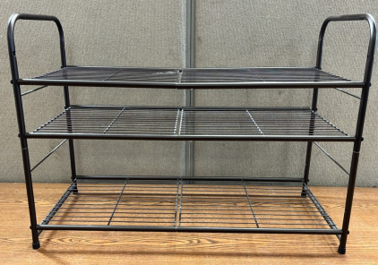 Low Brown Shoe Rack w/ 3 Shelves