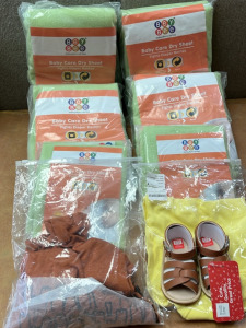 Baby Care Dry Sheets Small and Large, Baby Sandals and Small Mama Spooky Shirt