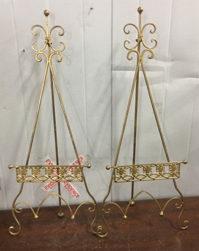 (2) 40&rdquo; Gold Iron Decorative Easels