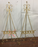 (2) 40&rdquo; Gold Iron Decorative Easels