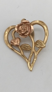 14K Rose Heart Pendant