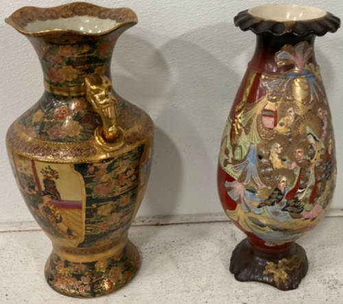 (2) 18 1/2&rsquo;&rsquo; Ceramic Japanese Style Art Vases