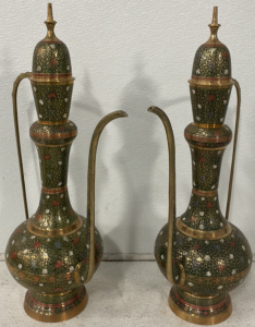 (2) 25&rsquo;&rsquo; Middle Eastern Brass Floor Lamps