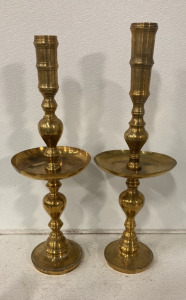 (2) 29&rsquo;&rsquo; And 30&rsquo;&rsquo; Vintage Candle Stick Holders With Wax Catcher