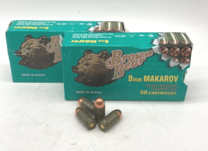 (100) Rds Makorov 9mm Ammo. 94 gr. Bimetal FMJ.