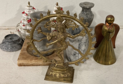 Large Lot Of Stone Pieces, Ceramic Christmas Decorations And More