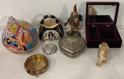 Large Lot Of Home Decorations, Jewelry Boxes And More