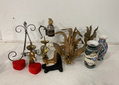 Large Lot Of House Decorations, Ceramic Decorative Vases, Jewelry Cases And More