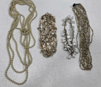 (4) Netural Tone Layered Necklaces
