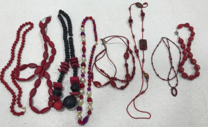 (8) Red Fashion Necklaces