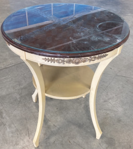Small Wood Table w/ Glass Top