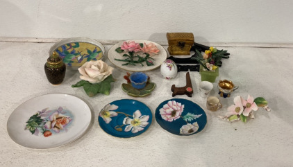 Large Lot Of Decorative Vintage Plates, Mini Cups/Mugs And House Decorations