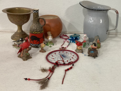 Large Lot Of Vintage Glass And Ceramic Decorations, KitchenWare Dream Catchers And More