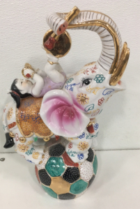 Vintage Asian Themed Ceramic Elephant Acrobat Sculpture