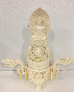 (1) Vintage 17&rdquo; Tall Dragon Themed Ornate Carved Resin Sculpture