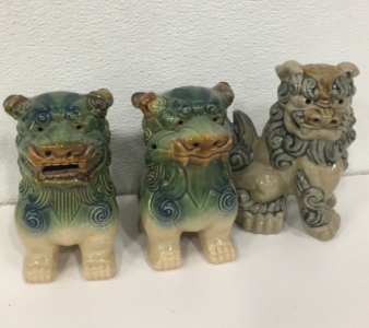 (3) Vintage 6&rdquo; Ceramic Dragon Sculptures (4) Small Ceramic Porcelain Elephant&rsquo;s Statues