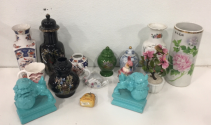 Large Lot Of Vintage Glass Ceramic Vases Decorations, and More!