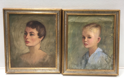 (2) Framed Portrait Paintings