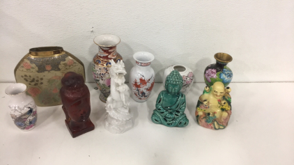 Large Lot Of Ceramic Porcelain Japanese Glassware Vases, Sculptures and More!