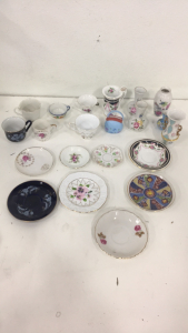 Large Lot of Assorted Miniature Vases, Cups And Plates