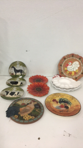 Large lot of Ceramic Plates, Wall Decor And Glassware