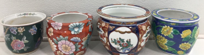 (4) Assorted Oriental Flower Pots