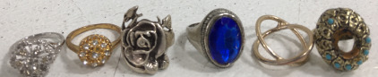 (1) Sterling Silver 925 Flower Ring (5) Beautiful Costume Jewelry Rings