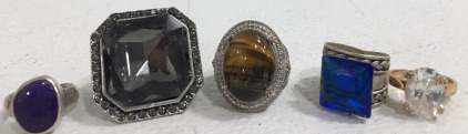 (2) 925 Sterling Silver Rings (3) Costume Jewelry Rings