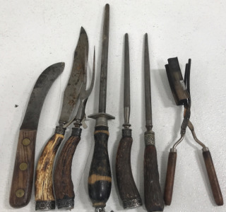 (2) Knives (3) Knife Sharpener (1) Fork & More!