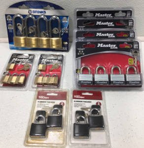 (4) Master Lock 4pk 3009D (1) Brinks 4pk 2.5&rdquo; (2) Master Lock 120Q