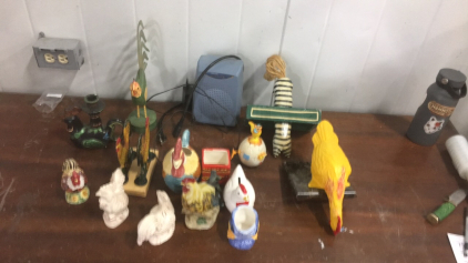 Lots Of Various Vintage Home Decorations Including, (1) Vintage Rooster Hen, (1) Wood Flat Rooster, And So Much More!