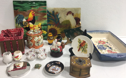 (1) 11x13 Rooster Cutting Board (1) Rooster Platter (1) Certified International Ceramic Baking Pan & Much More!!