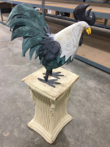 Rooster On Cement Pedestal