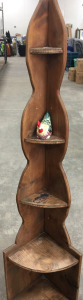 Wood Corner Shelf & Hen Figurine